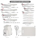 15PCS Kitchen Knife Set with Block & Sharpener, Stainless Steel Knives, Dishwasher Safe, Rust Resistant, Ergonomic Handle - Image 2