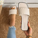 Women's Sandals Summer Luxury Fashion Flat Bottom Slippers Casual Simple Solid Colour - Image 7