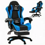 Computer Gaming Chair, Ergonomic Gaming Chair, Leather Office Chairs with Foot Rest, Back Recliner Height Adjustable White+Black - Image 9