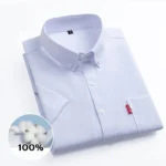 100% Cotton Oxford Men's Shirts Short Sleeve Solid color Soft Regular Fit Formal Dress Shirt Social Blouse Male Clothes M-5XL - Image 3