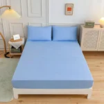 Kuup Polyester 3pcs Solid Color Queen Size Bedding Set - Fitted Sheet & Pillowcases with Elastic Band Mattress Cover - Image 17