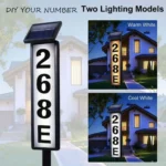 1 pc Solar Light Powered House Number, Address Sign With Lighting, Pole Mount, Smart Light Control 400mah
