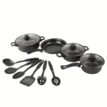 13-Piece Nonstick Cookware Set Black - Induction Compatible Pot Pan Set with Frying Pan & Utensils for Kitchen & Camping - Image 7