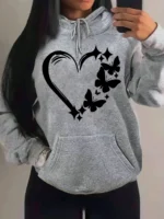 Combination Of Love And Butterfly  Pattern Hoody Women Hip Hop Street Hoodies