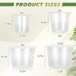 4/6/8/10 Inch Large Size Clear Nursery Pots for Plants, 16 Pack Plastic Plant Pots with Drainage Holes, Durable Seedling Star
