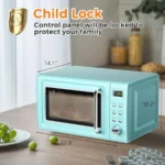Retro Microwave 0.7Cu.ft 700 Watt Countertop Microwave with 5 Micro Power Defrost Auto Cooking Function LED Display Child Lock