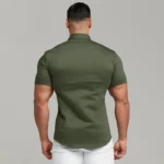 Summer Fashion Super Slim Fit Short Sleeve Shirts Men Classic Casual Dress Shirt Male Hipster Relaxed Luxe Formal Shirt - Image 5