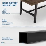 70.87″ Industrial Dining Table For 6-8, Wooden Kitchen Table With Metal Frame, Rectangular Counter For Dining Room & Kitchen