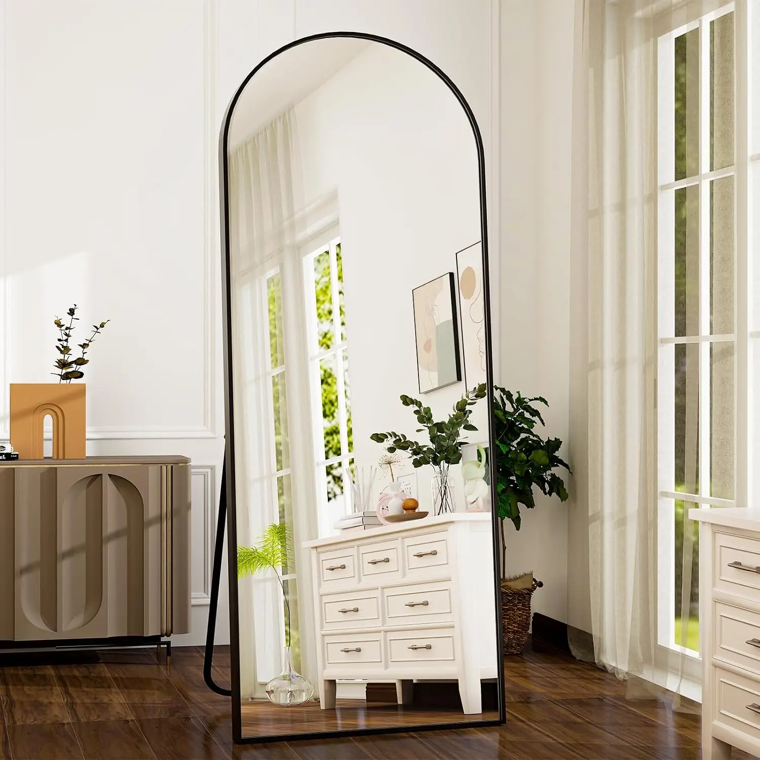 S5d531fb2baca4c72b8947e5f5909b79f8.webp 21×64 inch Arched Full Length Mirror-Aluminum Alloy Frame High Definition-Full Body Mirror for Bedroom or Living Room
