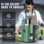 Sejoy Compact Fruits Juicer,500W Juice Extractor Machine Wide Mouth 3” Feed Chute for Fruit Vegetable Centrifugal Extractor - Image 6