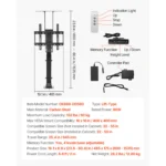 SucceBuy Motorized TV Wall Mount for 32 to 55/65/70 Inch Adjustable TV Mount Bracket w/ Max VESA 24 x 16/24 in Up to 88-132 lbs - Image 7