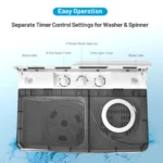 26lbs Semi-automatic Washing Machine Portable W/Built-in Drain Pump Grey
