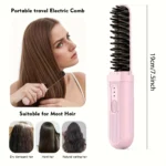 2 in 1 USB Charging Straightener Curling Comb Anti-scald 2000mAh Portable Travel Gift For Women Pink Mint Green | 24h Shipping - Image 2