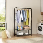 Portable Closet Garment Rack with Shelves Heavy Duty Hanger Stand Free Standing Wardrobe for Clothes - Image 4