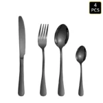 4/6/16/24pcs Black stainless steel cutlery 1010 round handle knife, fork and spoon cutlery set suitable for home and hotel - Image 7