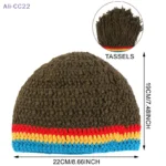【CC22】Men Women Synthetic Wig False Braid Dreadlocks Beanie Cap Handmade Crochet Hat Cosplay Party Headwear Warm Knitted Wig Hat