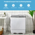 26lbs Semi-automatic Washing Machine Portable W/Built-in Drain Pump Grey