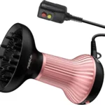 Ceramic Hair Dryer for Curly Hair: Lightweight 2-in-1 Design, Reduces Frizz & Enhances Curls, Portable with Safety Plug