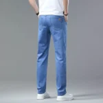Summer new men’s micro elastic straight leg denim pants