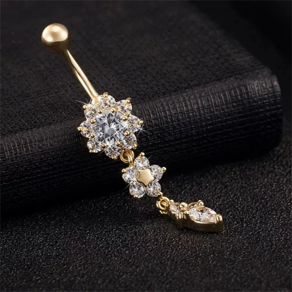 S5f6cc6bfad0f494d8d606ebdd0e88cc2l.webp 1Pc Stainless Steel Crystal Zircon Belly Button Rings,Shining Eye-Catching Piercing jewelry Suitable for Vacation Party Wearing - Image 1