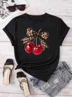 Women T-Shirt Short Sleeve Crew Neck Casual - Image 2