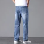 High Cotton Stretch Jeans for Men Loose Straight Leg - Image 5