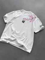 Summer Men Cherry Blossom Pattern Japanese Style Loose-Tee Shirt Suitable for Daily Wear 100% Cotton Material Trendy Versatile - Image 3