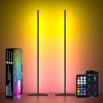 Corner Floor Lamp Synced Lights LED Control Floor Lamp RGB Light 56" Smart LED Corner Lamp App and Remote for Living Room Gamin