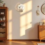 Modern Simple Silent Wall Clock, Moon Design – Quartz Movement, Wooden Material, for Bedroom, Living Room or Office Decoration