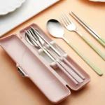 3PCS Portable Cutlery 304 Stainless Steel Spoon Fork Chopsticks Travel Tableware Set with Bow Box Dishwasher Safety for camping - Image 6