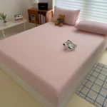 Washed Fitted Sheet with Elastic Bands Non Slip Adjustable Mattress Cover for Single Double King Queen Bed 90x200 150x200 180