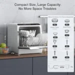 Portable Dishwasher Countertop WIFI Smart Dishwasher Compact Dishwashers with 5L Built-in Water Tank 6 Programs 360 Dual Spray