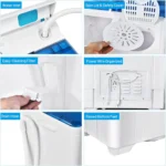Semi-Automatic Twin Tub Washer with Spin Dryer, 26lbs Capacity, Built-in Drain Pump, Portable for Apartment, Dorm, RV