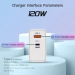 USB C GaN Charger Total 120W Type C