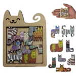 Wooden Cat Shaped Puzzle Toy Childrens Puzzle Early Education Thinking Training Fun And Difficult Childrens Birthday Gift Art