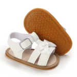 White Cute 0-18M Baby Cute Open toed Bow Summer Sandals Princess Casual Soft Rubber Bottom Non slip Sandals