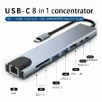 For MacBook Notebook Laptop Computer USB C Hub 8 in 1 Type C 3.1 To 4K HDMI Adapter with RJ45 SD/TF Card Reader PD Fast Charge