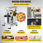 SucceBuy 10-30L Electric Dough Machine Stainless Steel Commercial Cream Egg Whisk Mixer Processor Kitchen Food Stand Blender - Image 6