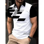 3D Printed Colorful Geometry Polo Shirt For Men Color Block Graphics Short Sleeves T-shirt Casual Button Tops Loose POLO Shirts - Image 4