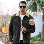 Men's Jackets Winter Faux Shearling Lined Windproof Warm Coat Black Buttoned Parka Pockets Comfortable Casual Tops US Size - Image 4