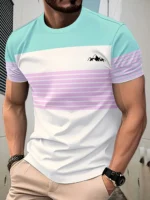 Men's Minimalist Striped T-Shirt Short Sleeve Casual Business Top Basic Fashion Round Neck Design High Quality T Shirt for Man - Image 3