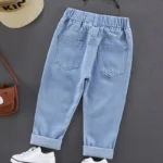 Children Jeans  Boys Cotton Print Splice Stretch Denim Pants Korean Teenage Trousers Wear Kids ClothingDenimRipped Spring Autum - Image 3