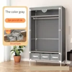 Non-Woven Fabric Portable Closet Wardrobe with Rolling Door & Hanging Rack - Lightweight Clothes - Image 6