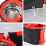 Spin Mop and Bucket Set with Wringer 360° Spinning, 4 Microfiber Mop Heads 61" Adjustable Handle Stainless Steel Floor Cleaner - Image 5