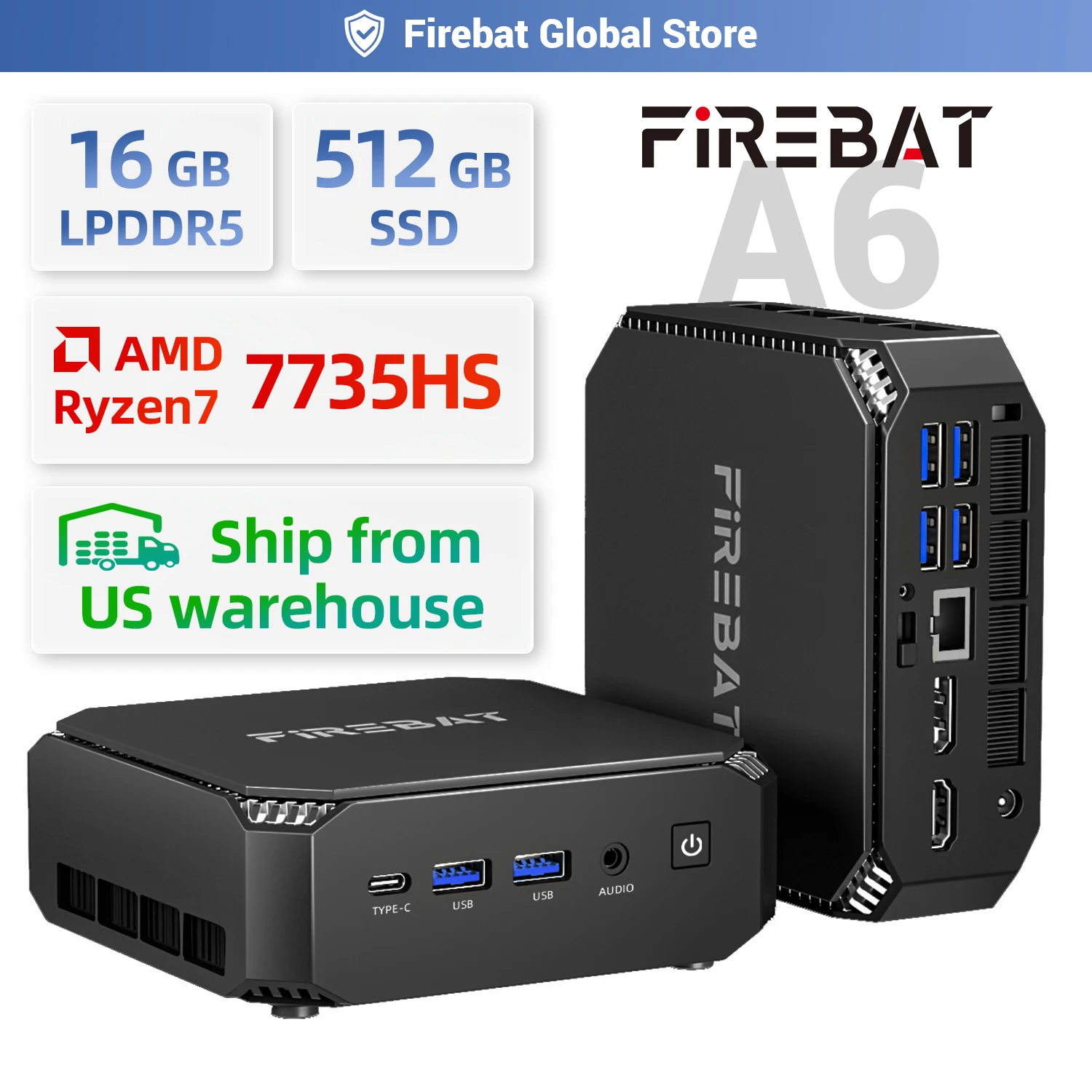 S6699169d0ab24210ae9941184c585bb0H.webp Firebat A6 Mini PC AMD R7 7735HS 8-core 16-thread Computer 16GB LPDDR5 RAM 512GB SSD WiFi 6 BT5.2 Mini PC 4K Desktop Computer - Image 1