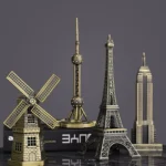Metal Building 3d Model Statue World Renowned Landmark Buildings Liberty Home Decoration Building Creative Sculpture Model