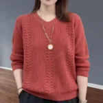 V-neck Knitted Sweater Autumn Popular Women's Clothing Foreign Style Inside with Solid Color Bottoming Shirt Top Jumpe Homme