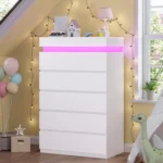 Tall 5 Drawer Dresser with LED Light, Modern Chest of Drawers for Bedroom,Closet Dressers with Drawers, Customized - Image 7