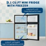 Mini Fridge With Freezer, 3.1 Cu.Ft Compact Fridge With Double Stainless Steel Door & Removable Glass Shelves For Bedroom Dorm - Image 5