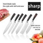 Ultimate 12Pcs Professional Kitchen Knife Set, Damascus Laser Pattern High Carbon Stainless Steel Knives, Ergonomic Wood Grain H - Image 4
